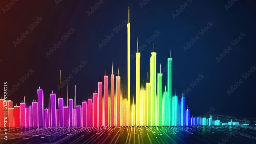 Poster colorful sound wave visualization dynamic audio frequencies in digital art showcasing energetic and 