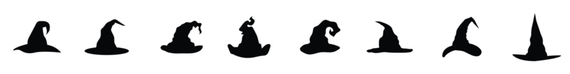 Set of witch hats trees for artwork compositions