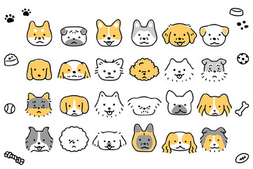 かわいい犬の顔のアイコンセット①