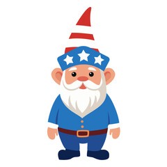 A cute patriotic gnome in American symbols.