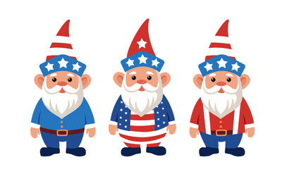 Patriotic Gnomes Clipart – 4th of July USA Independence Day Illustration