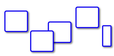 Set of vector origami banners with shadow. Square shape of paper banner. Square 4 sided geometric shape line art vector icon for apps and websites. Round Squares.