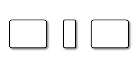 Set of vector origami banners with shadow. Square shape of paper banner. Square 4 sided geometric shape line art vector icon for apps and websites. Round Squares.