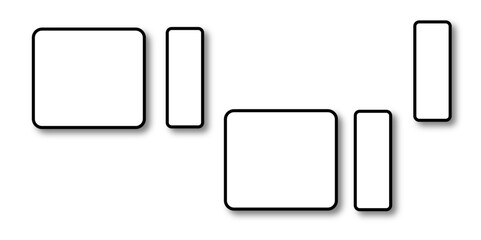 Set of vector origami banners with shadow. Square shape of paper banner. Square 4 sided geometric shape line art vector icon for apps and websites. Round Squares.