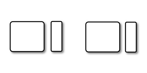 Set of vector origami banners with shadow. Square shape of paper banner. Square 4 sided geometric shape line art vector icon for apps and websites. Round Squares.