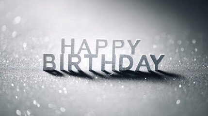 A beautifully styled text 'Happy Birthday' casting shadows on a sparkling background, ideal for celebration themes.