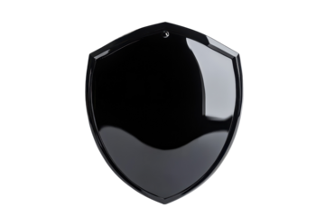 Sleek black security shield symbolizes safety and protection for data privacy and trusted digital environments