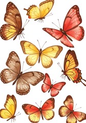 Butterflies in Flight: Warm Hues AI Generated