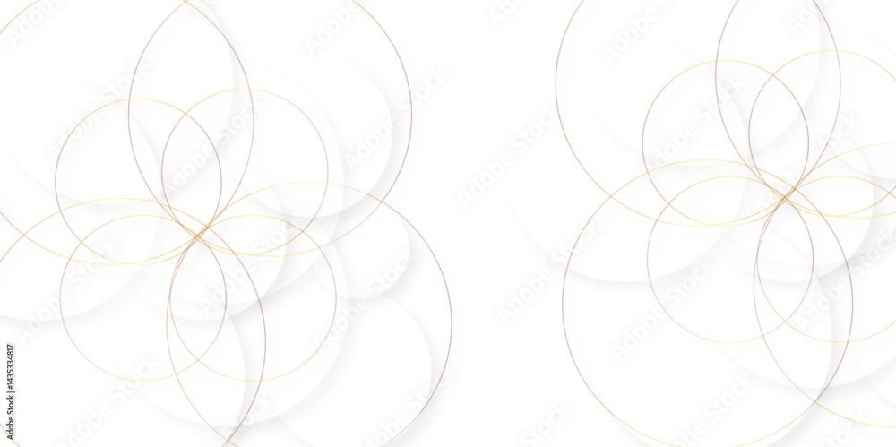 Poster modern abstract white and golden background with transparent layers triangle shape with shadow. whit