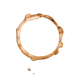 Obraz premium Coffee spill spot on isolated white background