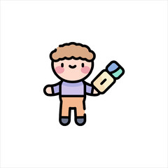 cartoon character with mobile phone