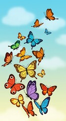 Fototapeta premium Rainbow Wings Ascending AI Generated