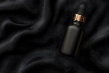Elegant Black Glass Dropper Bottle on Silk