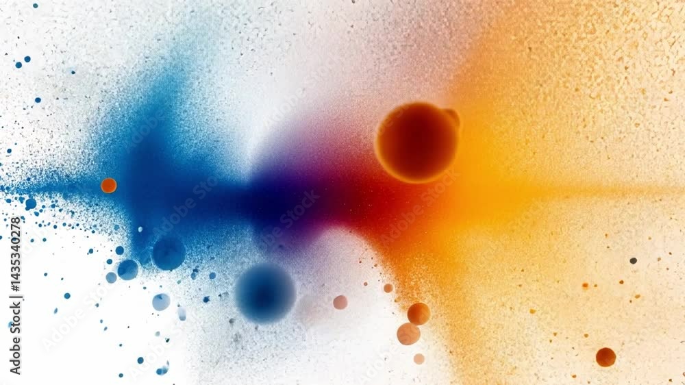 Poster vibrant abstract art dynamic design of colorful blue and orange circular shapes, capturing energy an