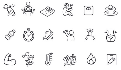 Health and Wellness Icons Set. editable