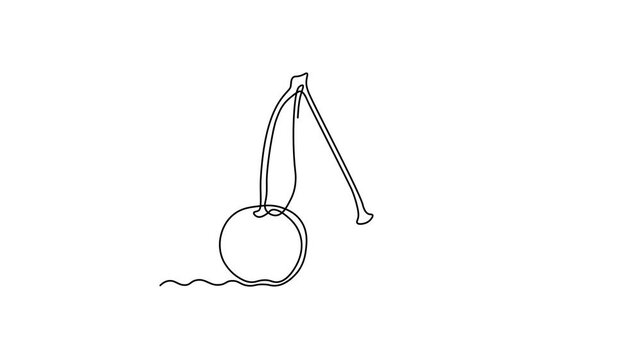 Abstract cherry berries, Self drawing animation one continuous line draw, logo