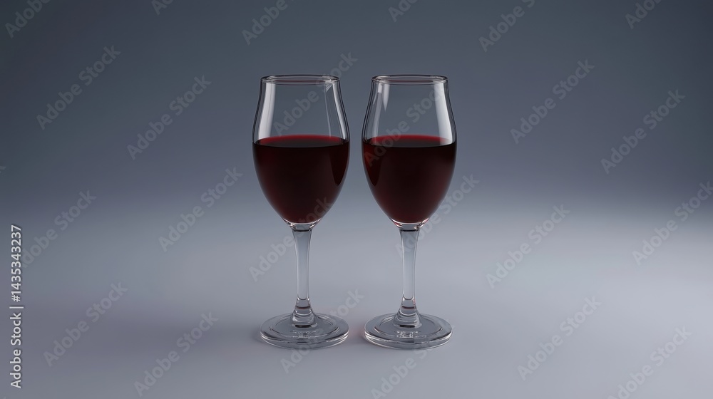 Poster elegant dark red wine in clear glass goblets against a soft gradient background creating a sophistic