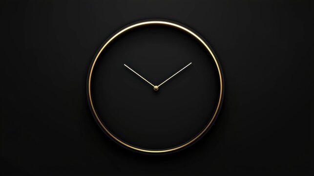 A gold clock face on a black background.