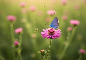 Naklejka premium Azure Wings, Pink Dawn AI Generated