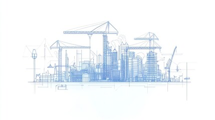 Blueprint of city under construction, urban development, architecture design, engineering