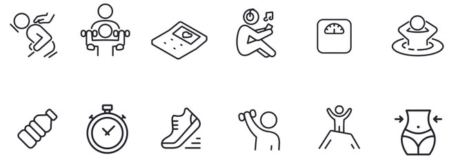  Health and Wellness Icons Set. editable