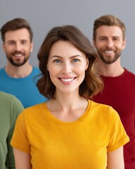 Obraz premium Confident Woman Leader with Diverse Team, Smiling and Successful