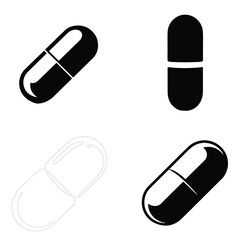 A silhouette Single one line Medicine vector set on a white background