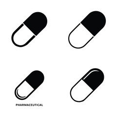 A silhouette Single one line Medicine vector set on a white background