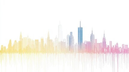 Naklejka premium Colorful NYC skyline illustration, cityscape background, urban design