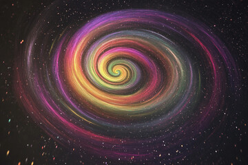 Colorful swirling galaxy creating a mesmerizing vortex effect in space at night