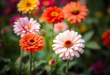 Featuring Zinnias in a summer garden.