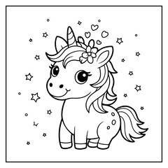 Cute Unicorn Bold and Easy Coloring Pages for Kids and Adults