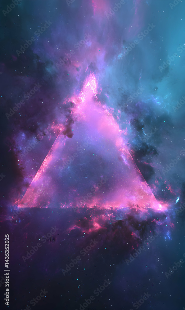 Poster nebula triangle a cosmic gateway with vibrant hues abstract depiction captivating galactic space