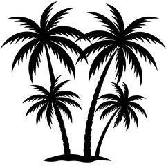 Palm trees silhouette vector set