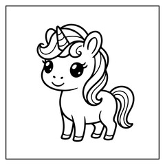 Fototapeta premium Cute Unicorn Bold and Easy Coloring Pages for Kids and Adults
