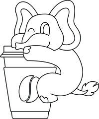 Elephant Coffee to go Animal Vector Graphic Art Illustration