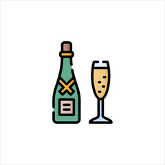 champagne bottle and glass
