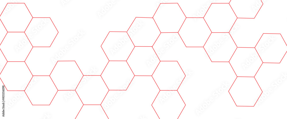 Poster Vector hexagons pattern. abstract geometric red texture background red hexagon 3D background texture. 3d rendering illustration.