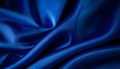 Fototapeta premium Rich Royal Blue Satin Fabric Background with Gentle Curves