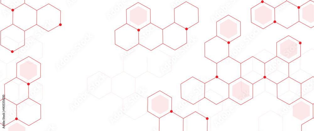 Fototapete Vector hexagons pattern. Abstract geometric red texture background red hexagon 3D background texture.