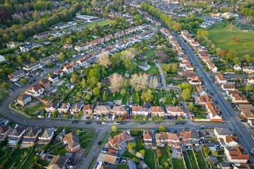 High angle view, a corner of old town in Swindon, England, UK