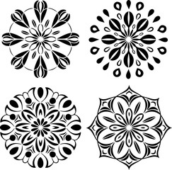 Fototapeta premium Mandala Stencil Vector Art Designs, Intricate Mandala Stencil Vector Patterns, Decorative Mandala Stencil Vector Graphics, Symmetrical Mandala Stencil Vector Templates, Floral Mandala Stencil Vector