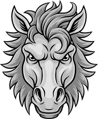 Horse mustang bronco stallion angry mean tough sports team mascot cartoon character design.