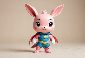 Fototapeta premium Minimalist chibi superhero rabbit character design.