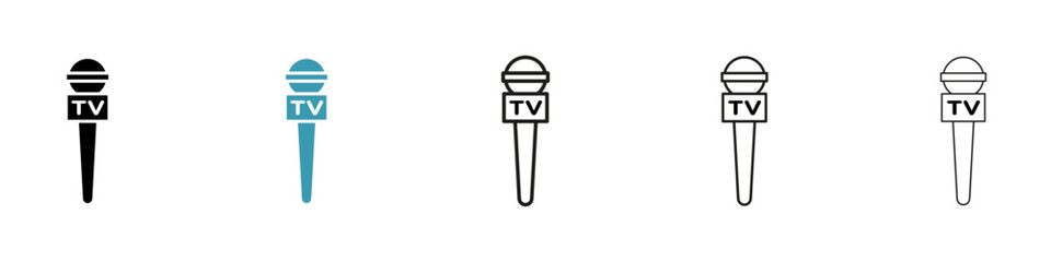 Microphone press vector icon logo or illustration