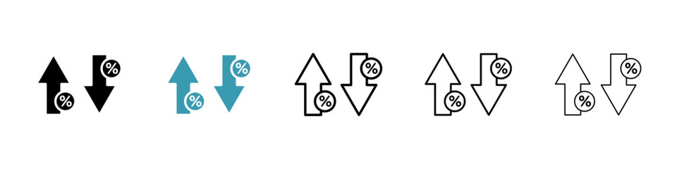 High and Low Percent arrow vector icon logo or illustration