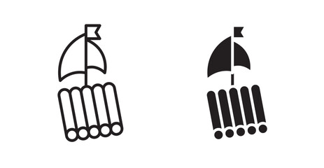 Wood Raft icons. Vector isolated elements concept