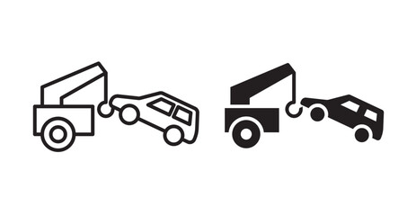 Towed car icons. Vector isolated elements concept