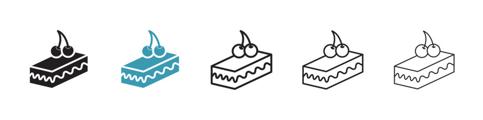 Dessert with cherry vector icon logo or illustration