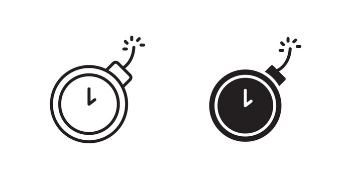 Time bomb icons. Vector isolated elements concept